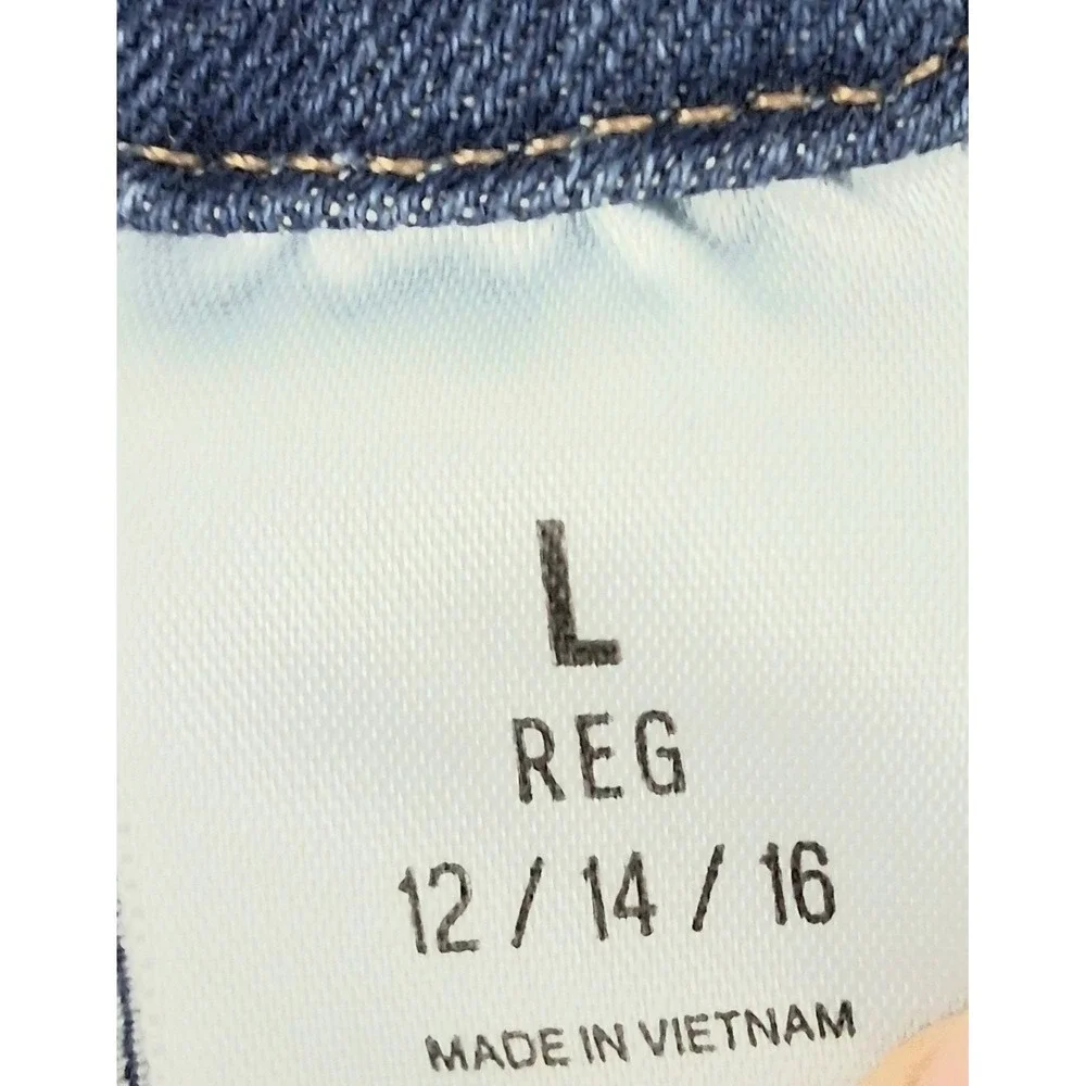 Express Jeans Women's Large Blue Straight Ankle High Rise Flexx Hyper Stretch